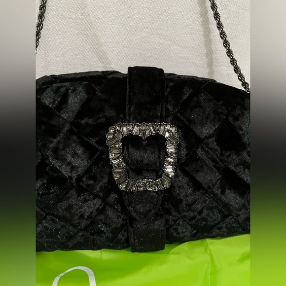 Sam Edelman Brit Frame Cross Body Clutch Black Gunmetal - Picture 7 of 10